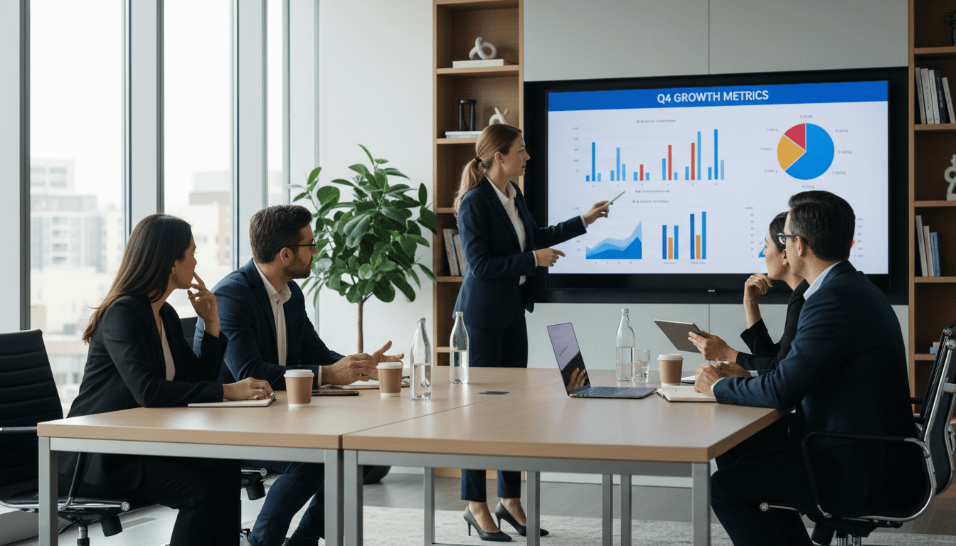 Equipo de Prime Alliance SAS revisando métricas de ventas en una sala de reuniones