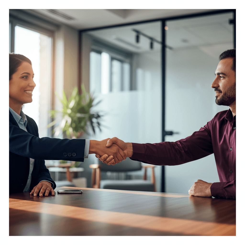 Dos profesionales cerrando un acuerdo comercial
