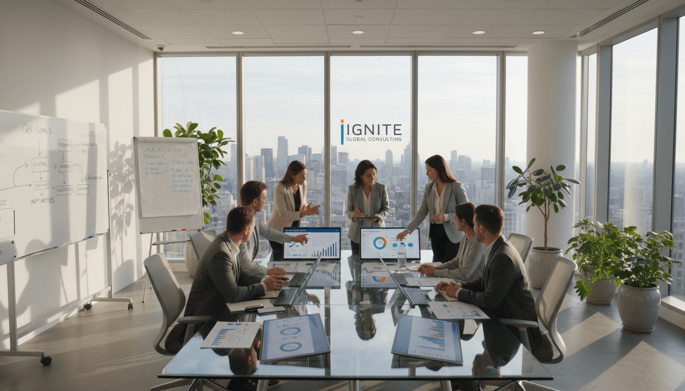 Equipo consultor de Prime Alliance SAS analizando datos de marketing en una oficina moderna en Bogotá
