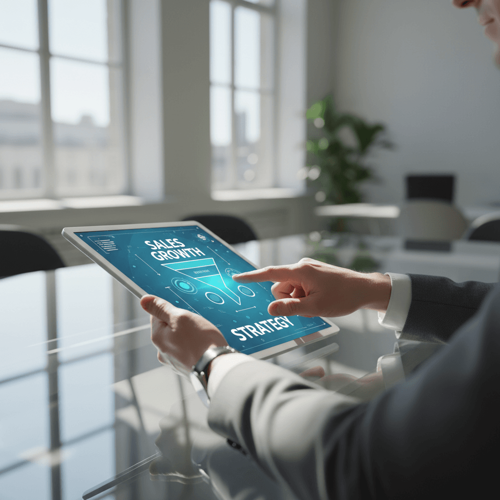 Estratega revisando métricas de conversión del embudo de ventas
